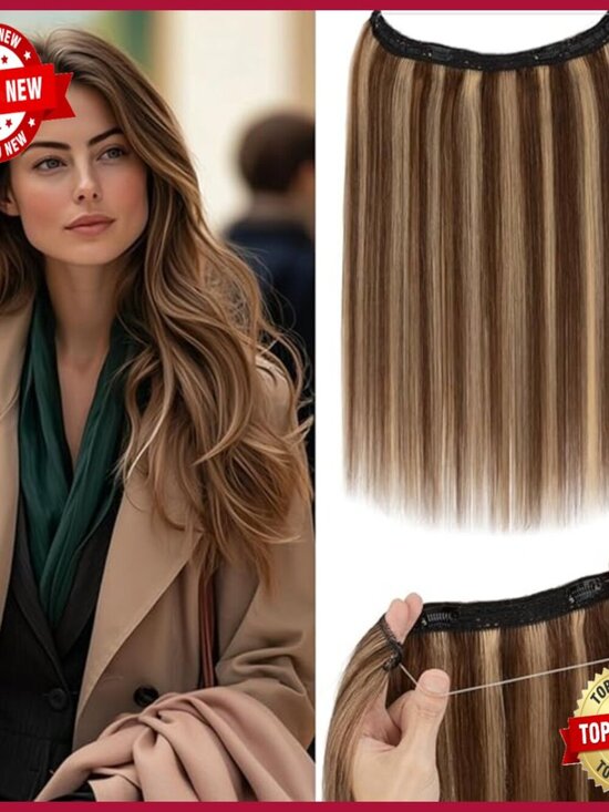 16 Inch Halo Hair Extensions Real Human Hair Remy Invisible Wire Clip main image 4